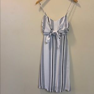Lush tie-front striped dress